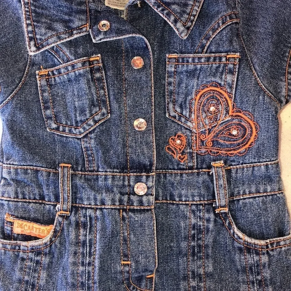 Excellent Vintage Girls 18M Carters Denim Dress